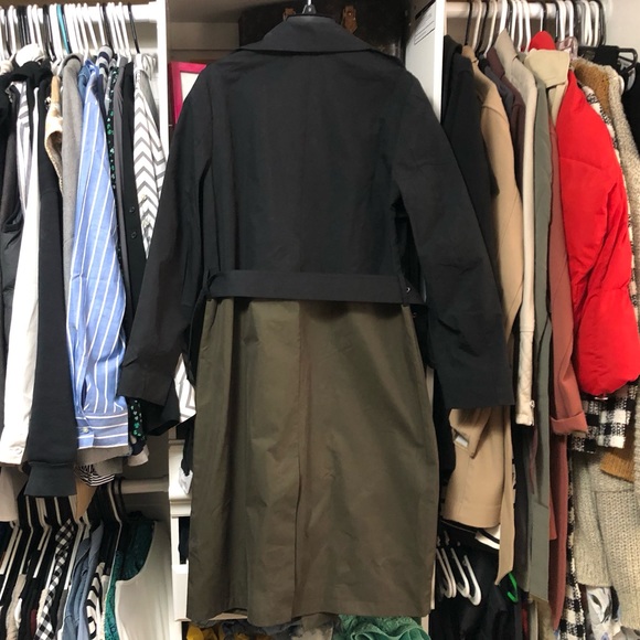 NWT Express Color Block Nylon Belted Trench Coat - Picture 4 of 11